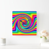 Regenbogen-Rotation Quadratische Wanduhr (Zuhause)