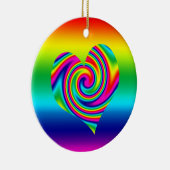 Regenbogen-Rotations-Herz Keramik Ornament (Rechts)