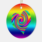 Regenbogen-Rotations-Herz Keramik Ornament (Links)