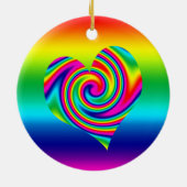 Regenbogen-Rotations-Herz Keramik Ornament (Hinten)