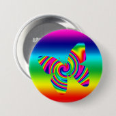 Regenbogen-Rotations-Schmetterling Button (Vorne & Hinten)