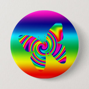 Regenbogen-Rotations-Schmetterling Button