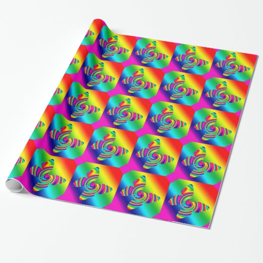 Regenbogen-Rotations-Schmetterling Geschenkpapier (Ungerollt)