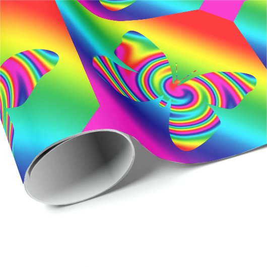 Regenbogen-Rotations-Schmetterling Geschenkpapier (Rolleneckpunkt)