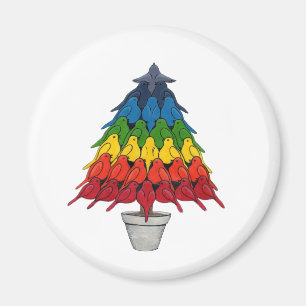 Regenbogen-Rotkehlchen-Weihnachtsbaum Magnet