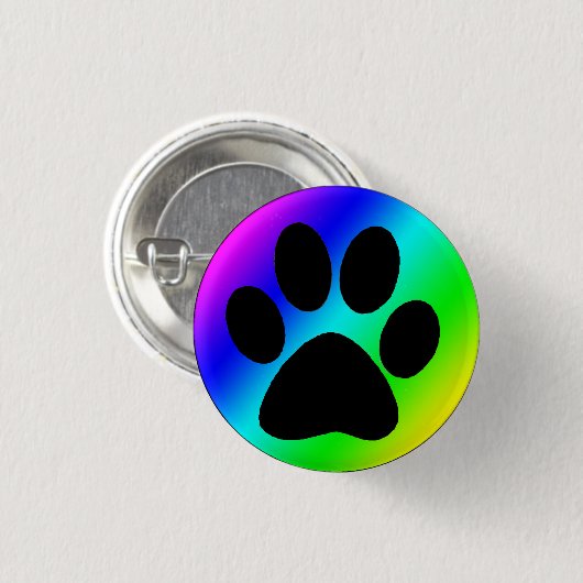 Regenbogen-runder Hund Paw.png Button (Vorne & Hinten)