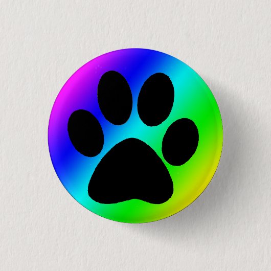 Regenbogen-runder Hund Paw.png Button (Vorderseite)