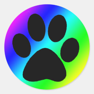 Regenbogen-runder Hund Paw.png Runder Aufkleber