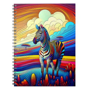 Regenbogen-Safari-Zebra-Notizbuch Notizblock