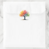 Regenbogen Saisons Tree - Farbenfrohe Wasserfarbe  Runder Aufkleber (Tasche)