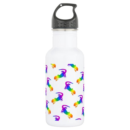 Regenbogen-Salamander Edelstahlflasche (Vorderseite)