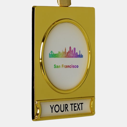 Regenbogen-San Francisco Skyline Banner-Ornament Gold (Rechts)