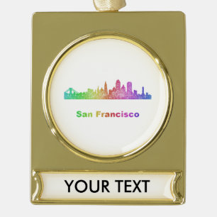 Regenbogen-San Francisco Skyline Banner-Ornament Gold