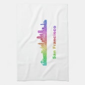 Regenbogen-San Francisco Skyline Geschirrtuch (Vertikal)