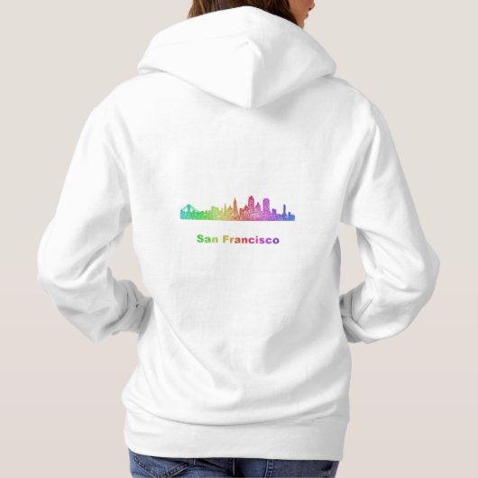 Regenbogen-San Francisco Skyline Hoodie (Rückseite)