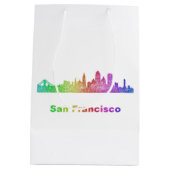 Regenbogen-San Francisco Skyline Mittlere Geschenktüte (Rückseite)