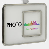 Regenbogen-San Francisco Skyline Rahmen-Ornament Silber (Rechts)