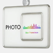 Regenbogen-San Francisco Skyline Rahmen-Ornament Silber (Links)