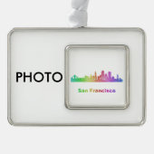Regenbogen-San Francisco Skyline Rahmen-Ornament Silber (Vorderseite)