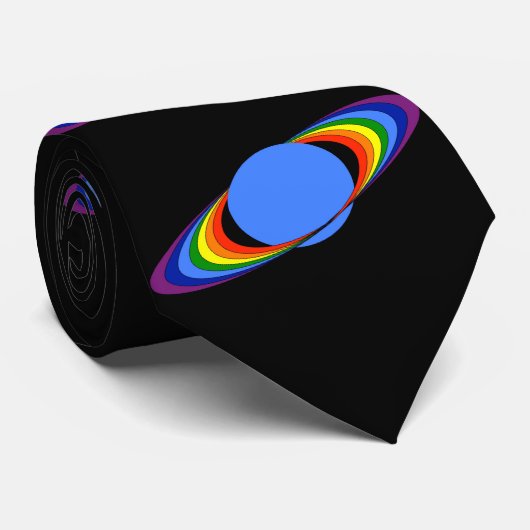 Regenbogen-Saturn-Krawatte für Astronomen, schwarz Krawatte (Gerollt)