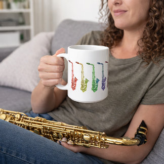 Regenbogen-Saxophon-Aufstellung für Saxofonspieler Kaffeetasse