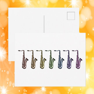 Regenbogen-Saxophon-Aufstellung Musikliebhaber-Kun Postkarte
