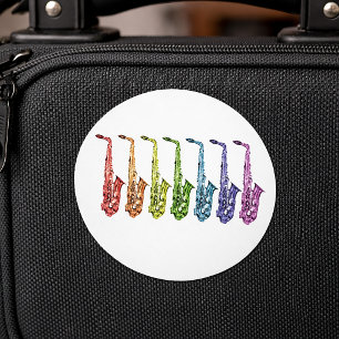 Regenbogen-Saxophon-Aufstellung Runder Aufkleber