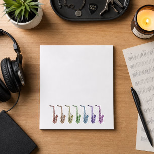 Regenbogen-Saxophon Bunt Notizblock