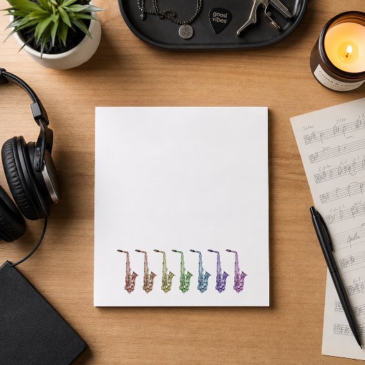 Regenbogen-Saxophon Bunt Notizblock