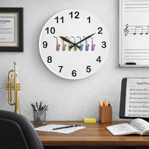 Regenbogen-Saxophon Farbige Jazz-Instrument Große Wanduhr