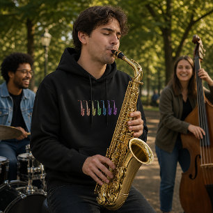 Regenbogen-Saxophon Farbige Jazz-Instrument Hoodie