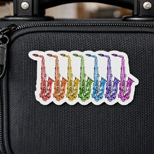 Regenbogen-Saxophon Farbige Zusammenstellung Aufkleber