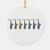 Regenbogen-Saxophon-Lineup-Kunst Bunter Musikliebh Keramik Ornament (Vorne)