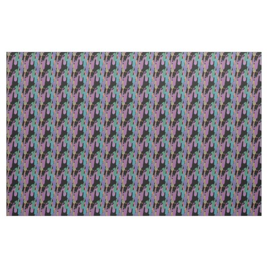 Regenbogen-Saxophon-Muster auf schwarzem Gewebe Stoff (Yard (91,4 cm))