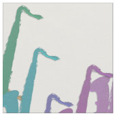 Regenbogen-Saxophon-Muster auf weißem Gewebe Stoff (Nahaufnahme)