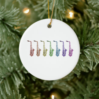 Regenbogen Saxophone Musik Musiker Keramik Ornament