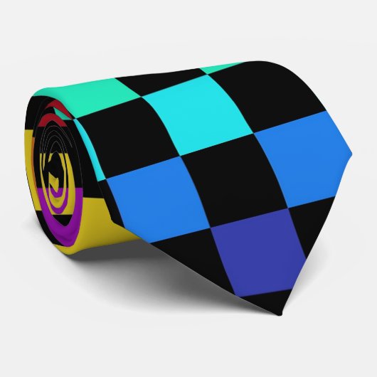 Regenbogen-Schach Krawatte (Gerollt)