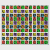 Regenbogen-Schachbrett-Frucht-Stempel-Verpackungsp Geschenkpapier (Flach)