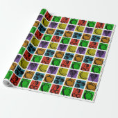 Regenbogen-Schachbrett-Frucht-Stempel-Verpackungsp Geschenkpapier (Ungerollt)
