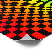 Regenbogen-Schachbrett-Verzerrung Poster (Ecke)