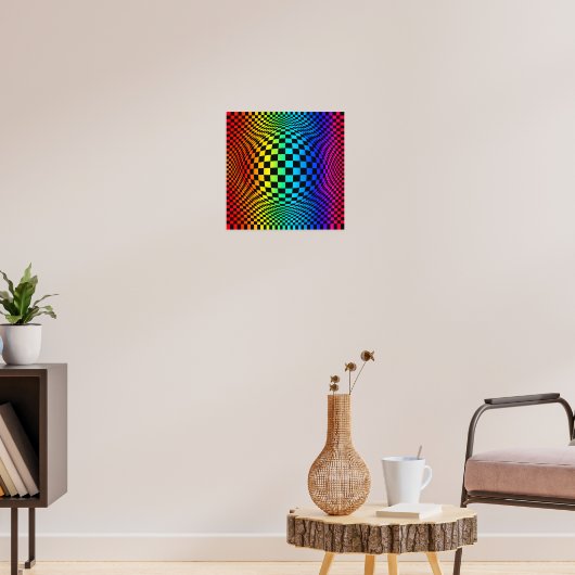 Regenbogen-Schachbrett-Verzerrung Poster (Wohnzimmer 3)