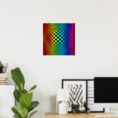 Regenbogen-Schachbrett-Verzerrung Poster (Heimbüro)