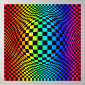 Regenbogen-Schachbrett-Verzerrung Poster (Vorne)