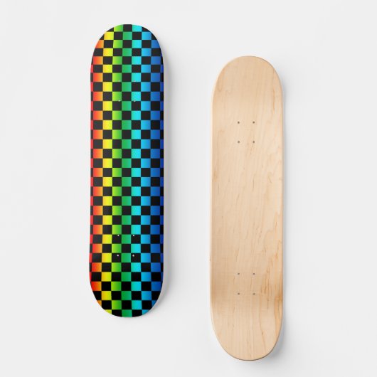 Regenbogen-Schachbrettskateboard-Plattform Skateboard (Vorderseite)