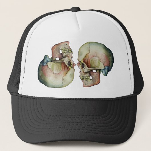 Regenbogen Schädel-Kappe Truckerkappe (Vorderseite)