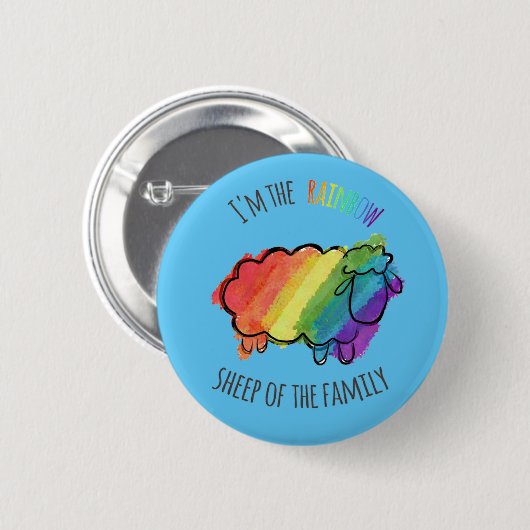 Regenbogen-Schaf-Button Button (Vorne & Hinten)