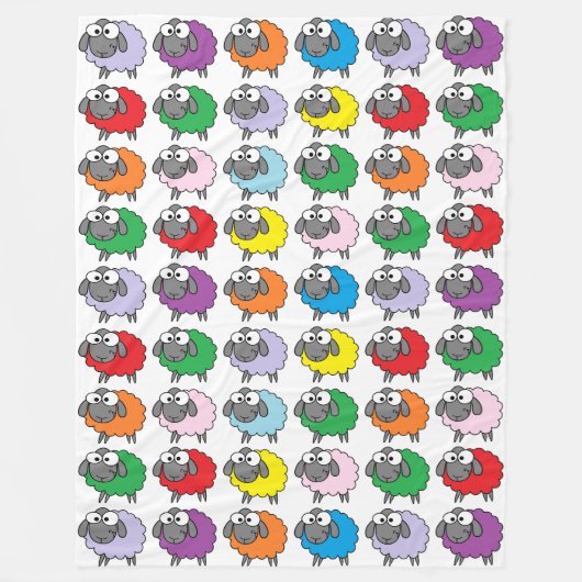 Regenbogen-Schafe Fleecedecke (Vorderseite)