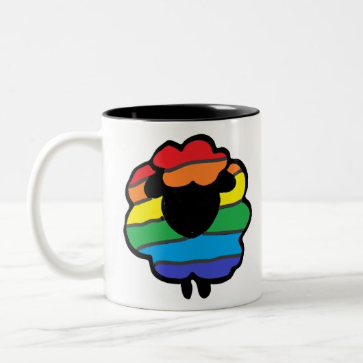 Regenbogen-Schafe Zweifarbige Tasse (Links)