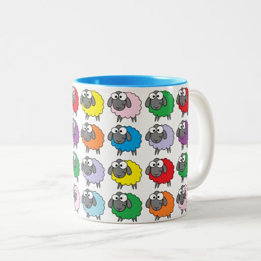 Regenbogen-Schafe Zweifarbige Tasse (VorderseiteRechts)