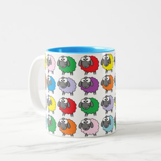 Regenbogen-Schafe Zweifarbige Tasse (Vorderseite Links)